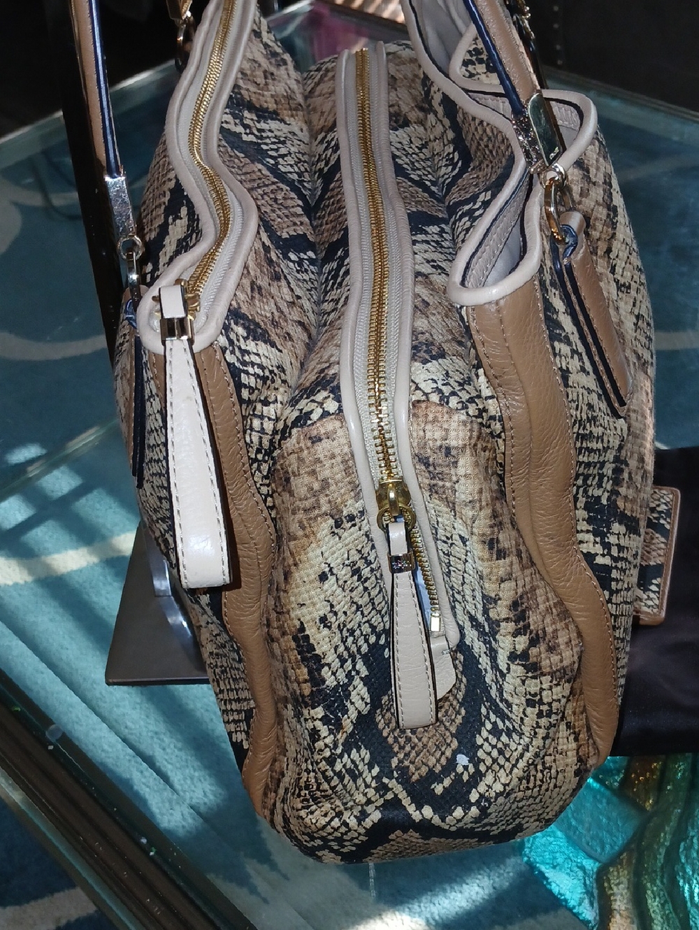 Coach Madison Carryall Python Snake Print Pattern Satchel With Matching Wallet - Picture 4 of 10
